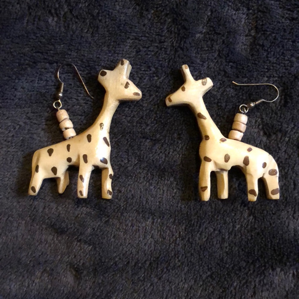 Hand carved wooden earrings